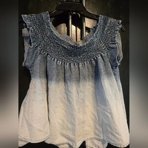 Womens Ombre Short Sleeve Off Shoulder Boho Top - S